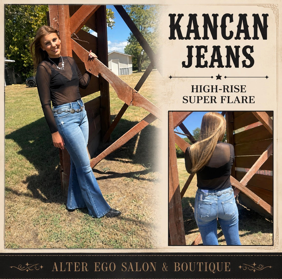 Kan Can High rise super flare jeans