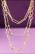 3- layer multi link gold necklace