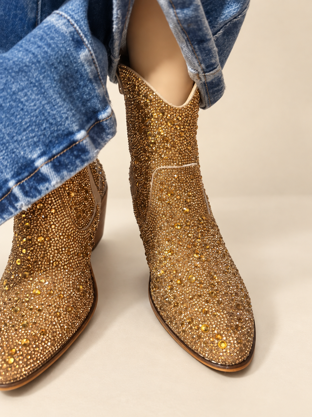 ✨ Corkys Gold Rhinestone Western Booties ✨