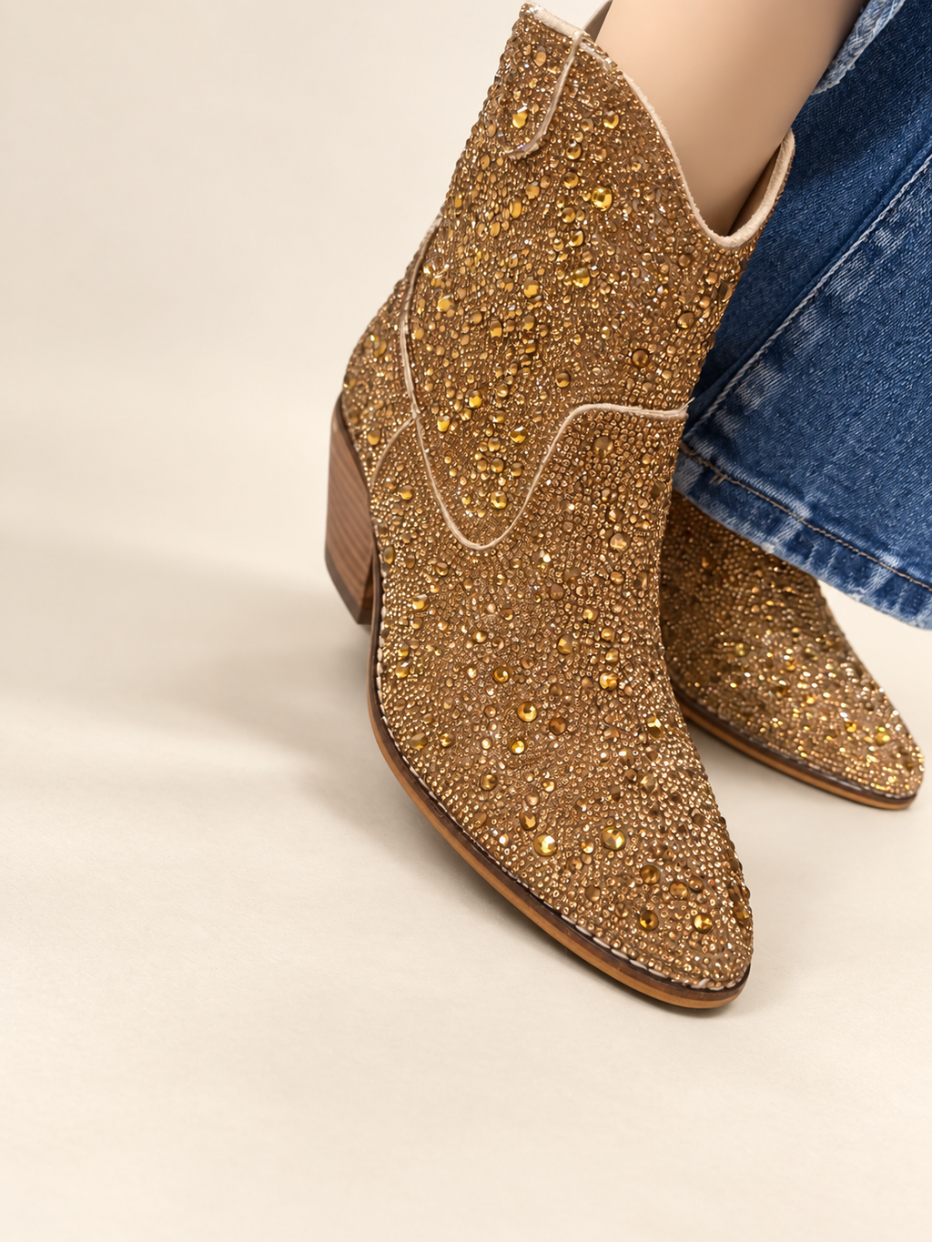 ✨ Corkys Gold Rhinestone Western Booties ✨